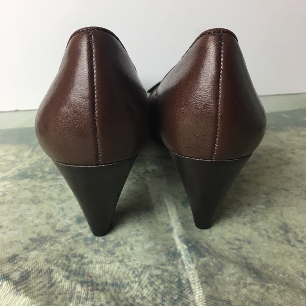 Alex Marie Women’s Leather Pumps Peep Toe Dark Brown Heels Size 7.5 - Picture 6 of 7